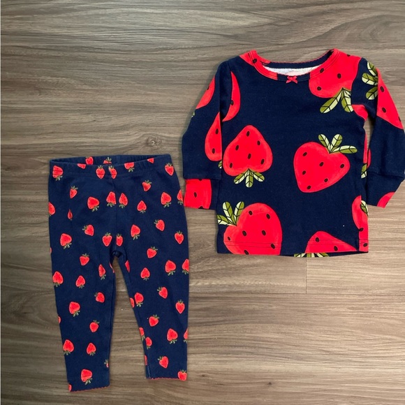 Carter's Red and Blue Strawberry Pajama Set size 6M - Picture 1 of 3